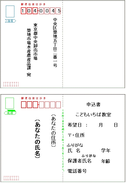 往復はがき記入例