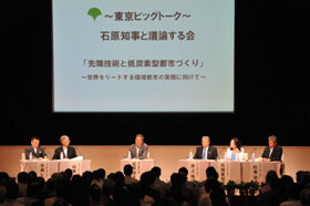写真：石原知事と議論する会の様子